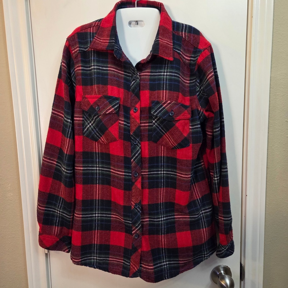 Ci Sono Plaid Collection Red Black Flannel Shirt Large
